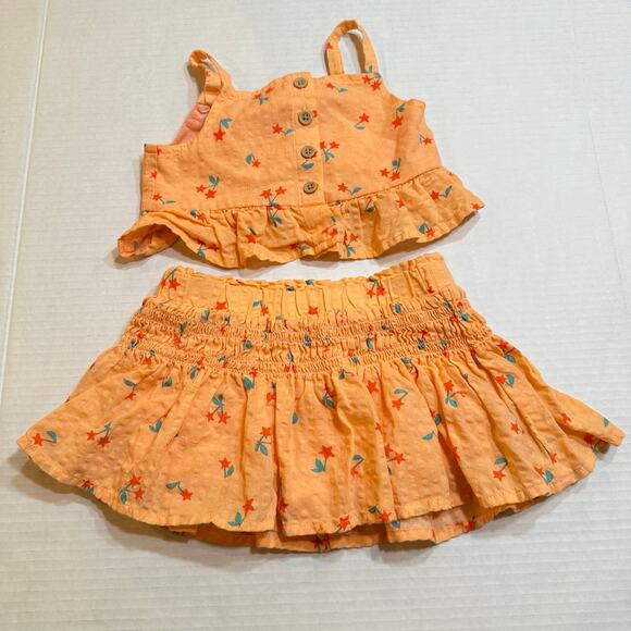 Cat and Jack Baby Girl Summer Outfit sz 12 m Two Piece Matching Set - Picture 6 of 8